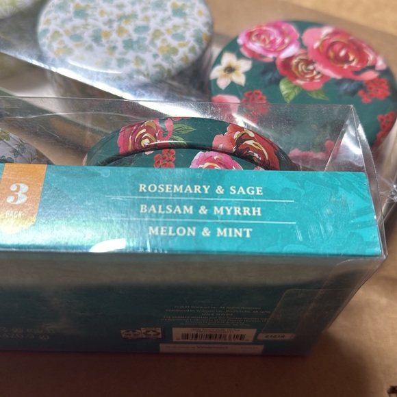 2 pack NEW Pioneer Woman Holly Rose 3-Piece Candle Tin Set - Picture 4 of 5